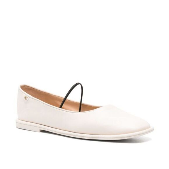 NWOB Coach Emilia Mary-Jane Square Toe Leather Ballet Flats in Chalk size 6 - Picture 1 of 13